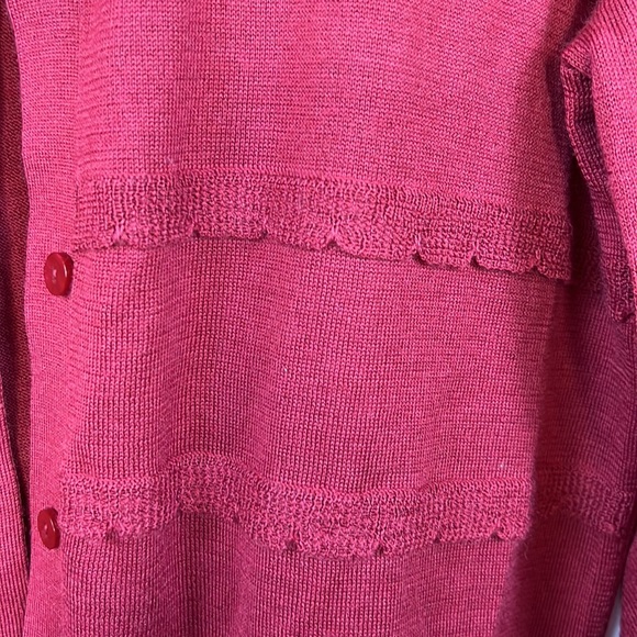 Loft scalloped stripe button cardigan berry red medium - Picture 3 of 3
